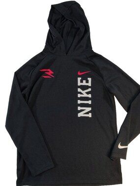 Men's Black Large Lightweight Athletic Nike 3 Brand Cotton Mesh Hooded Jacket